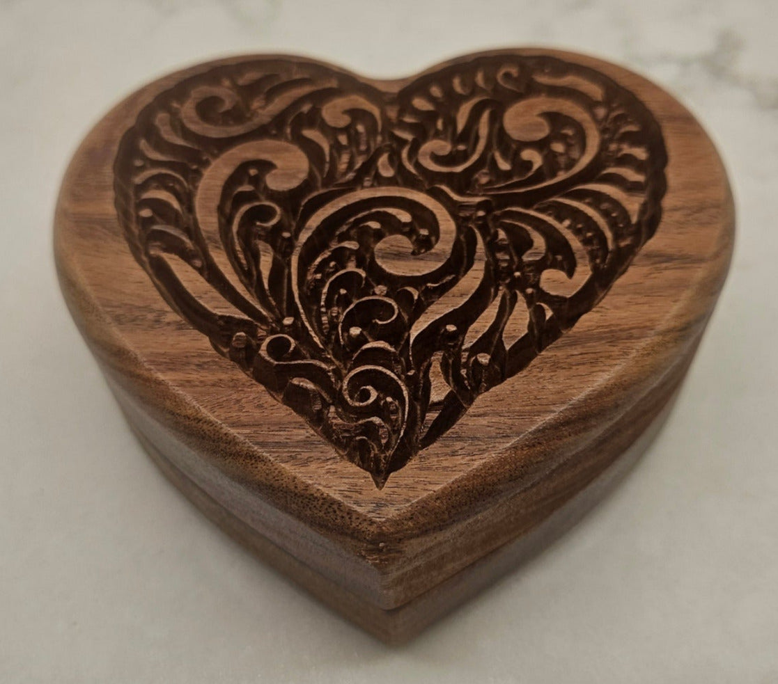 Engraved Heart Jewelry Box